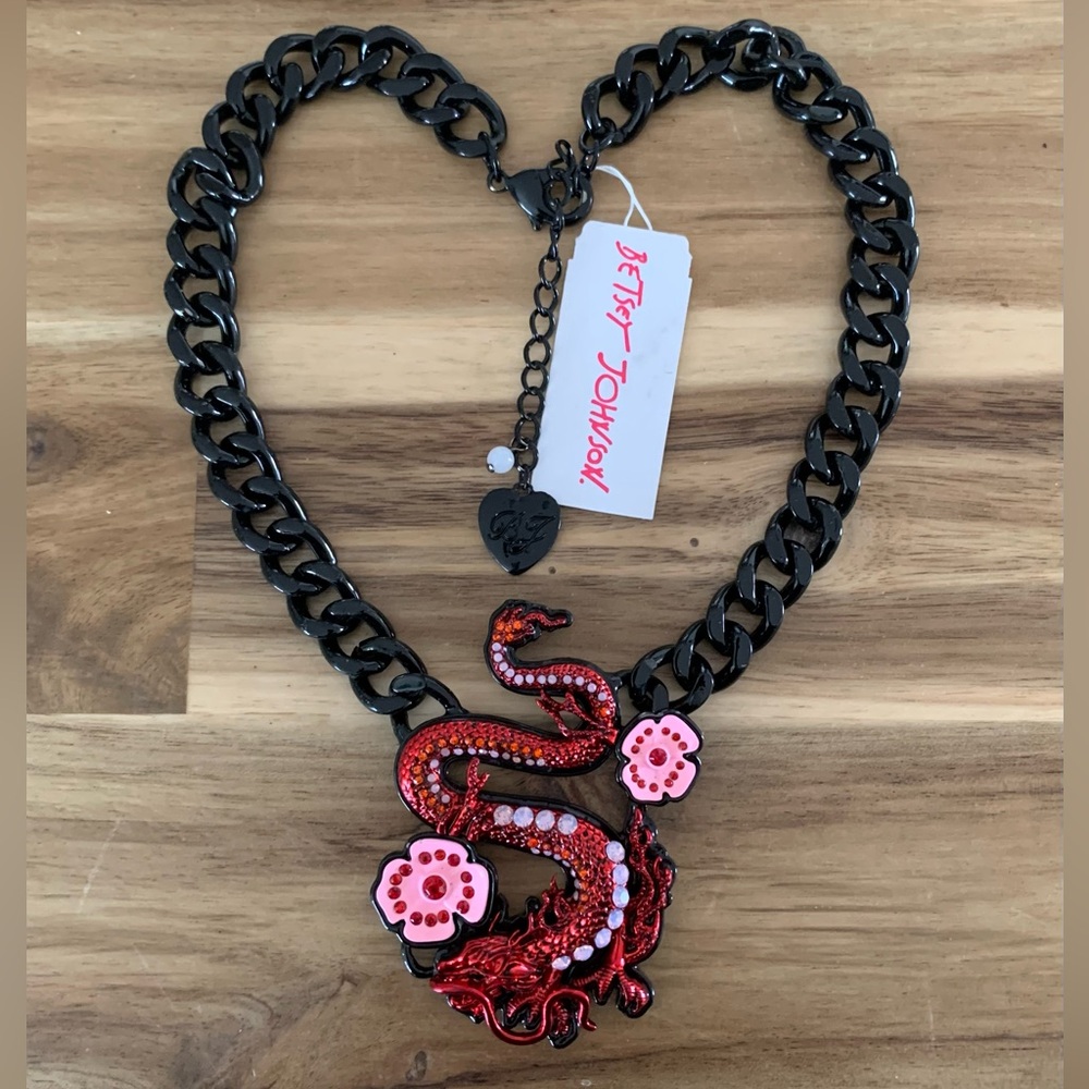 Betsey Johnson Red Dragon Pendant Necklace NWT - Picture 6 of 6